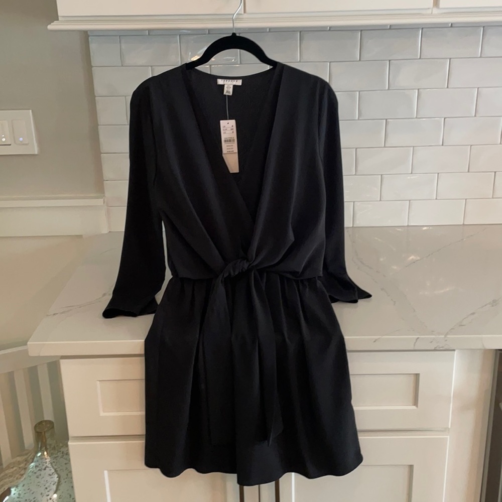 Black TopShop Tie Front Dress US Size 2 NWT